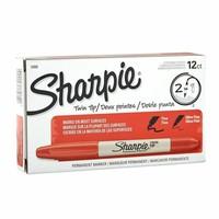Sharpie Twin Tip Permanent Marker Ultra Fine & Fine Tip - Red (Box of 12)