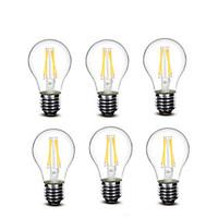 Shenmeile 3.5W E27 LED Filament Bulbs A60(A19) 4 COB 400 lm Warm White Decorative AC220 AC230 AC240 V 6 pcs