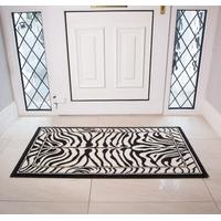 shiraz black white zebra animal interior door mat rug
