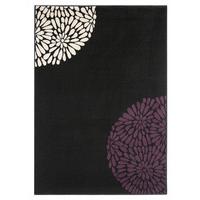 Shiraz Black and Purple Aubergine Modern Rug 1366-H11 80cmx150cm