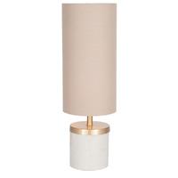 Short Marble Table Lamp with Taupe Handloom Shade