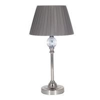 Shiny Nickel Table Lamp with Tapered Shade, Silver/Grey