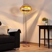 Shiny gold LED floor lamp Cara with touch dimmer