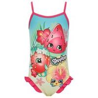 shopkins girls pink fruit character print frill trim swimsuit light pi ...