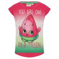 Shopkins girls 100% cotton pink and green short sleeve Melonie Pips character print slogan t-shirt - Pink