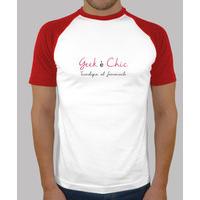 shirt man geek is chic two-tone (red)