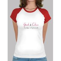 shirt woman geek is chic two-tone (red)