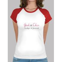 shirt woman geek is chic two tone red