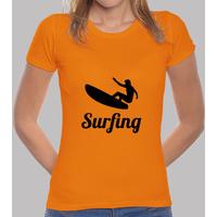 shirt surf woman orange top quality