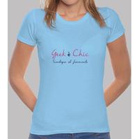 shirt geek is chic woman (blue)