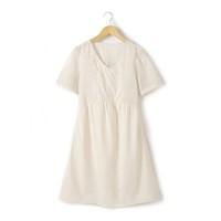 Short Cotton Dress with Lace Trim