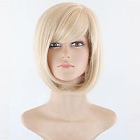 short bob high quality synthetic blonde straight hair wig with full ba ...