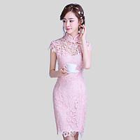 short mini lace elegant bridesmaid dress sheath column high neck with  ...