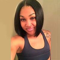 short bob yaki straight black synthetic l part lace wigs top quality w ...