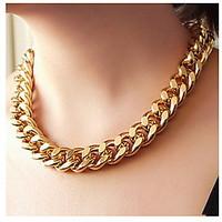 Shiny Light Gold Chunky Aluminium Curb Chain Necklace