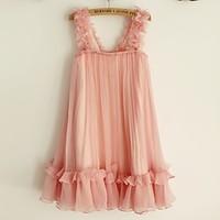 sheath column knee length flower girl dress chiffon straps with flower ...