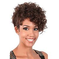 Short Curly Brown Wig For Women Haircut Synthetic Highlight Natural Wig