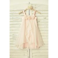 sheath column knee length flower girl dress chiffon sleeveless straps  ...