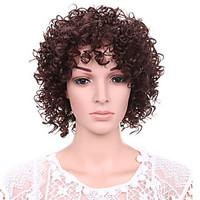 Short Afro Curly Wave Hair Auburn Color Synthetic Wigs for Women