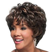 short bob full bang curly synthetic wigs for women dark brown heat res ...