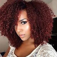 Short Red Color Synthetic Wigs Natural Curly Cheap Wig