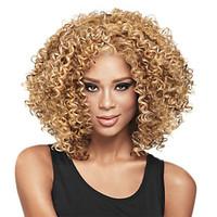 Short Afro Kinky Bob Synthetic Wigs for Women Light Golden Heat Resistant Cheap Cosplay Wig Hair