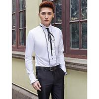 Shirts Tuxedo Long Sleeve Cotton/Polyester Solid White