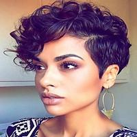 Short Wavy Hair Black Color Synthetic Wigs for Women