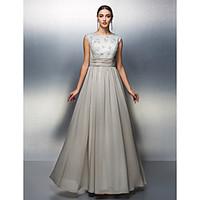 Sheath / Column Mother of the Bride Dress Floor-length Sleeveless Chiffon with Beading / Lace / Sash / Ribbon / Ruching