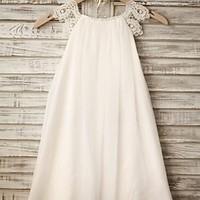 sheath column knee length flower girl dress chiffon lace sleeveless sc ...