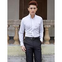 Shirts Button Down Collar Long Sleeve Cotton/Polyester Solid White