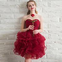 short mini sweetheart bridesmaid dress short sleeveless organza