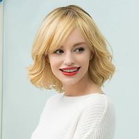 Short Curly Shaggy Inclined Bang Bob Human Hair Ombre Wig