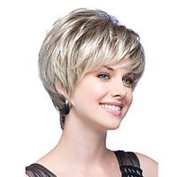 Short Bob Straight Wavy Light Beige Blonde Synthetic Hair Wigs Side Bang Heat Resistant