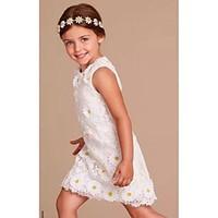 sheath column knee length flower girl dress organza jewel with appliqu ...