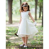 sheath column knee length flower girl dress silk halter with