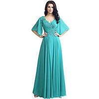 Sheath / Column Mother of the Bride Dress Knee-length Half Sleeve Chiffon with Beading