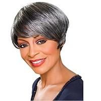 Short Hair Black and Grey Mixed Color Synthetic Wigs for Women