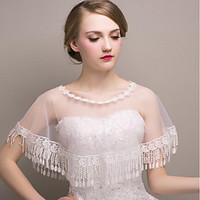 Shawls Shawls Sleeveless Lace / Tulle Ivory Wedding / Party/Evening Scoop Lace / Tassels