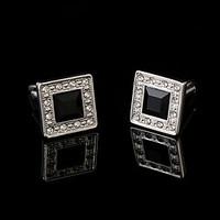 Shirt Cufflinks for Mens Brand Cuff Buttons Black Crystal Cuff links High Quality Cuffs Jewelry Wedding Gifts for Guests