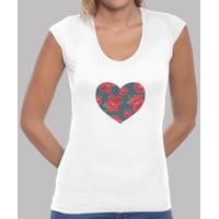 shirt v-neck vintage heart of roses