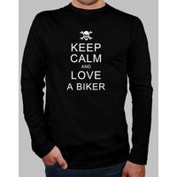 shirt manga long keep calm and love a biker
