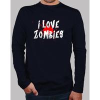 shirt manga long i love zombies