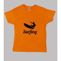 shirt child surfing, short sleeve, orange