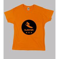 shirt child surfing, short sleeve, orange