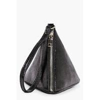 Shimmer Pyramid Handstrap Clutch Bag - black