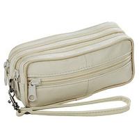 Sheep Nappa Double Glasses Case, Cream, Leather