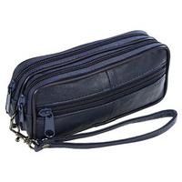 sheep nappa double glasses case navy leather