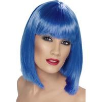 Short Blue Ladies Fringe Blunt Glam Wig