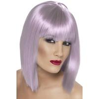 Short Lilac Ladies Blunt Glam Wig With Fringe